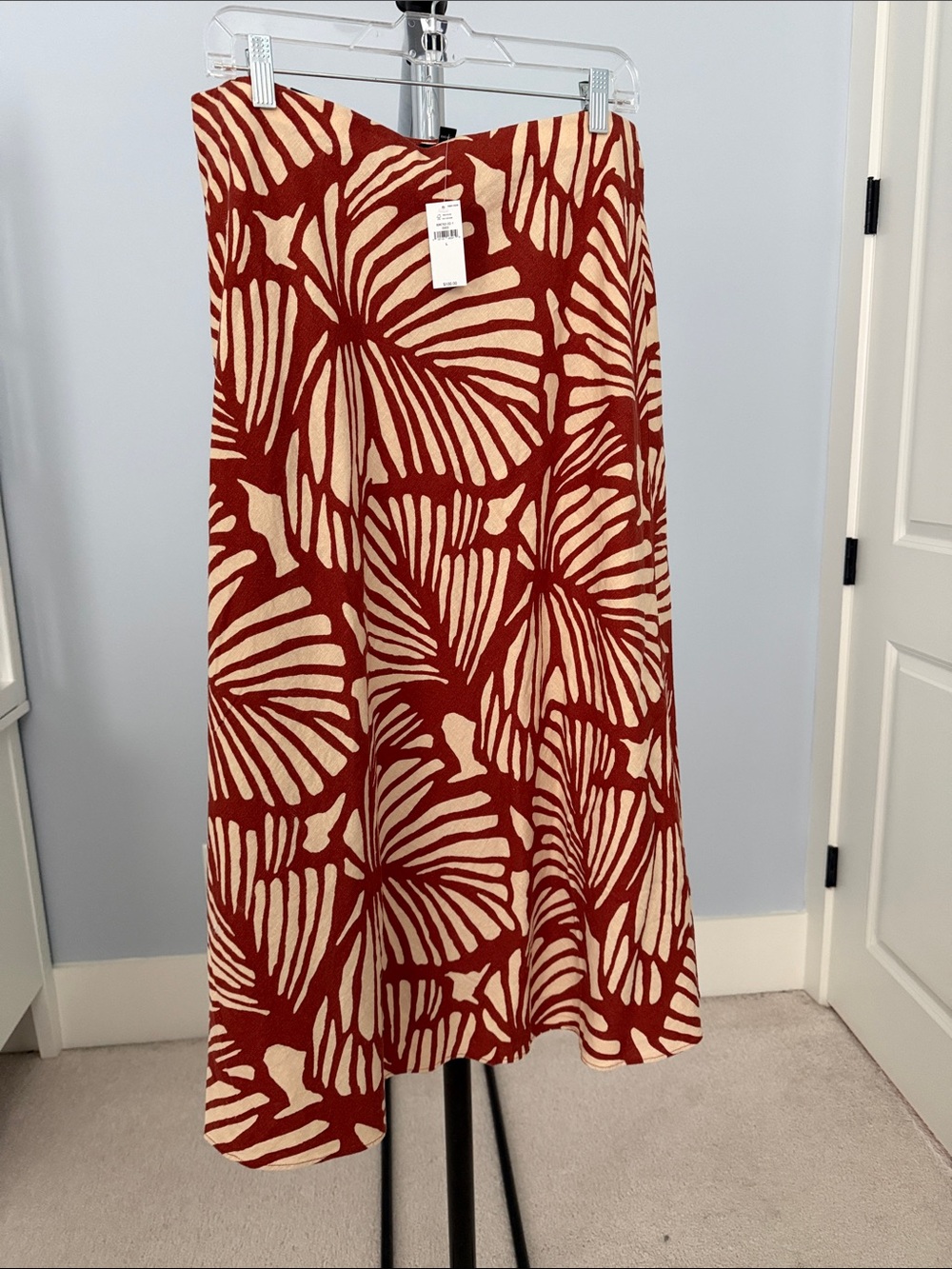 Women's Rust and Cream Patterned A-Line Skirt